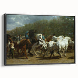 Realism Art Print - Paris Horse Market Scene, Dynamic Historical Painting
