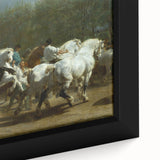 Realism Art Print - Paris Horse Market Scene, Dynamic Historical Painting