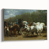 Realism Art Print - Paris Horse Market Scene, Dynamic Historical Painting