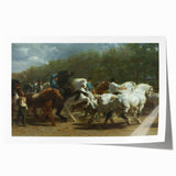 Realism Art Print - Paris Horse Market Scene, Dynamic Historical Painting