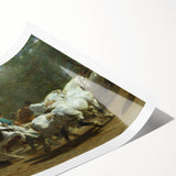 Realism Art Print - Paris Horse Market Scene, Dynamic Historical Painting