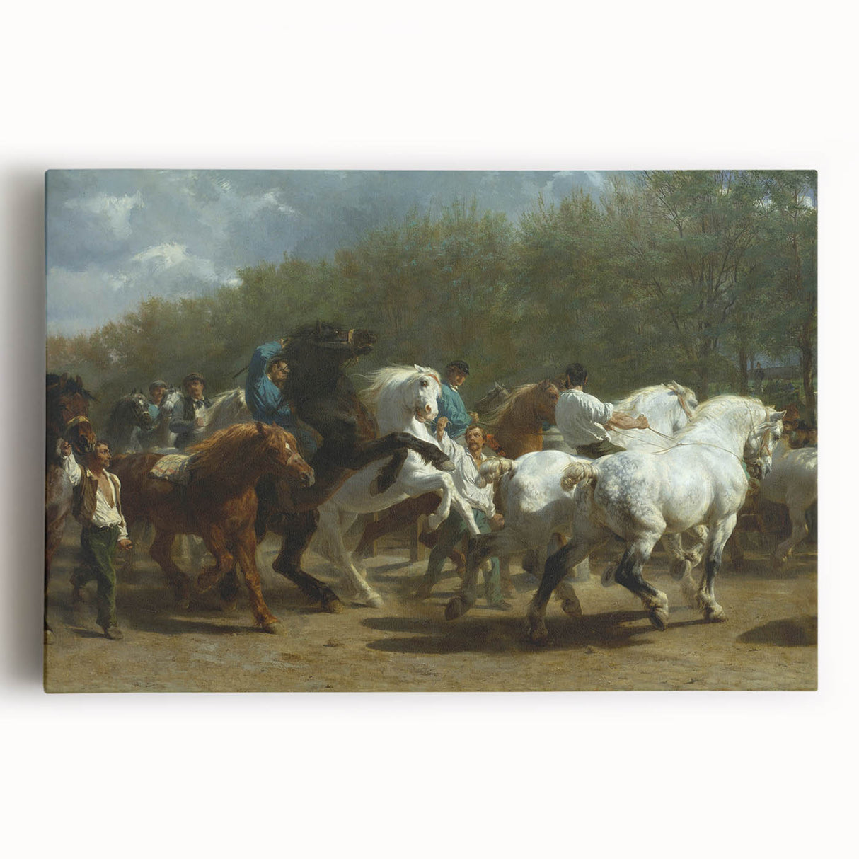 Realism Art Print - Paris Horse Market Scene, Dynamic Historical Painting