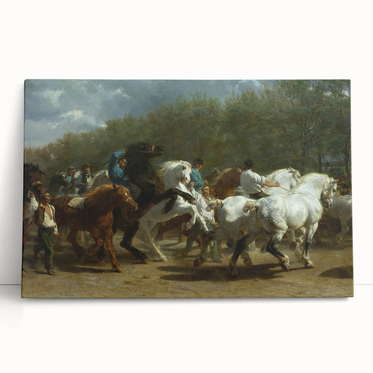 Realism Art Print - Paris Horse Market Scene, Dynamic Historical Painting