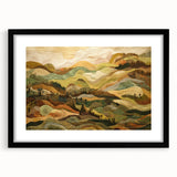 Extra large abstract art print with vibrant autumn hues on textured canvas, framed in black, ideal for living room decor.