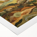 Art deco poster featuring autumnal trees in vibrant orange and red hues on a rolled canvas, suitable for dining room decor.