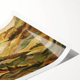 Extra large wall art featuring line art flowers in muted autumn colors on a rolled canvas, ideal for large living room decor.