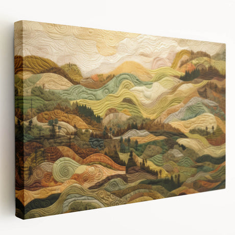 Large stretched canvas featuring a fall-themed abstract design in warm orange and red tones, ideal for kitchen wall art.