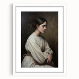 Abstract figurative frame with a white mat, showcasing a modern art piece that blends geometric shapes and soft colors, perfect for contemporary home decor.