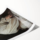 Abstract figurative art print featuring vibrant colors and dynamic shapes on a rolled canvas, ideal for modern home decor, elegantly packaged in a protective tube.