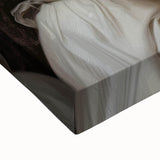 Close-up of an abstract figurative stretched canvas artwork showcasing vibrant colors and intricate details, perfect for modern home decor and art enthusiasts.