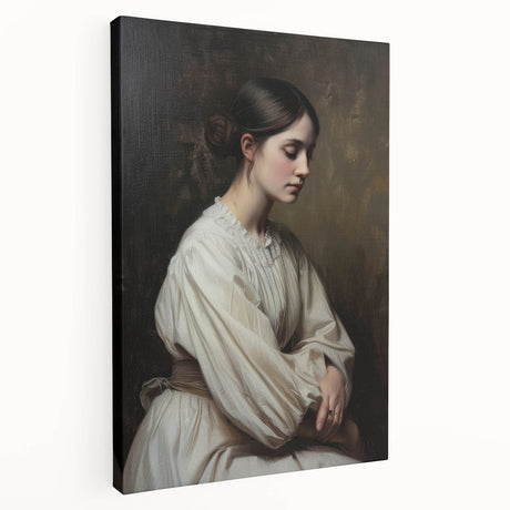 Abstract figurative stretched canvas artwork showcasing vibrant colors and dynamic shapes, ideal for modern home decor, displayed in a side view.