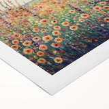 Abstract floral design on rolled canvas showcasing vibrant colors and intricate patterns, perfect for modern home decor. Packaged securely in a sturdy tube for shipping.