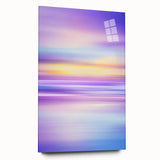 Abstract acrylic landscape artwork displayed from a side view, showcasing vibrant colors and intricate textures on glass, ideal for modern home decor.