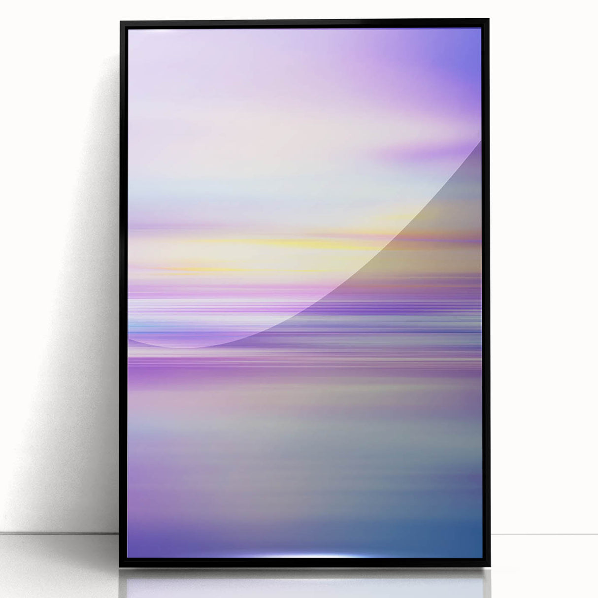 Framed abstract landscape artwork in black acrylic, showcasing vibrant colors and bold brushstrokes, perfect for modern home decor. Ideal for art enthusiasts seeking unique wall accents.