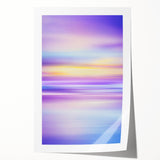 Abstract landscape art print showcasing vibrant hues of blue, green, and gold, rolled for shipping in a protective cardboard tube, perfect for modern home decor.