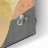 Abstract minimalist wall art design featuring vibrant colors and geometric shapes, displayed on acrylic glass, showcasing texture and modern aesthetics for contemporary decor.