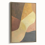 Framed abstract minimalist wall art featuring gold accents on a sleek black canvas, showcasing a side view that highlights its elegant design and modern aesthetic. Perfect for contemporary home decor.