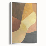Abstract minimalist wall art framed canvas in a sleek white design, showcasing geometric shapes and soft colors, ideal for modern home decor and aesthetic enhancement.