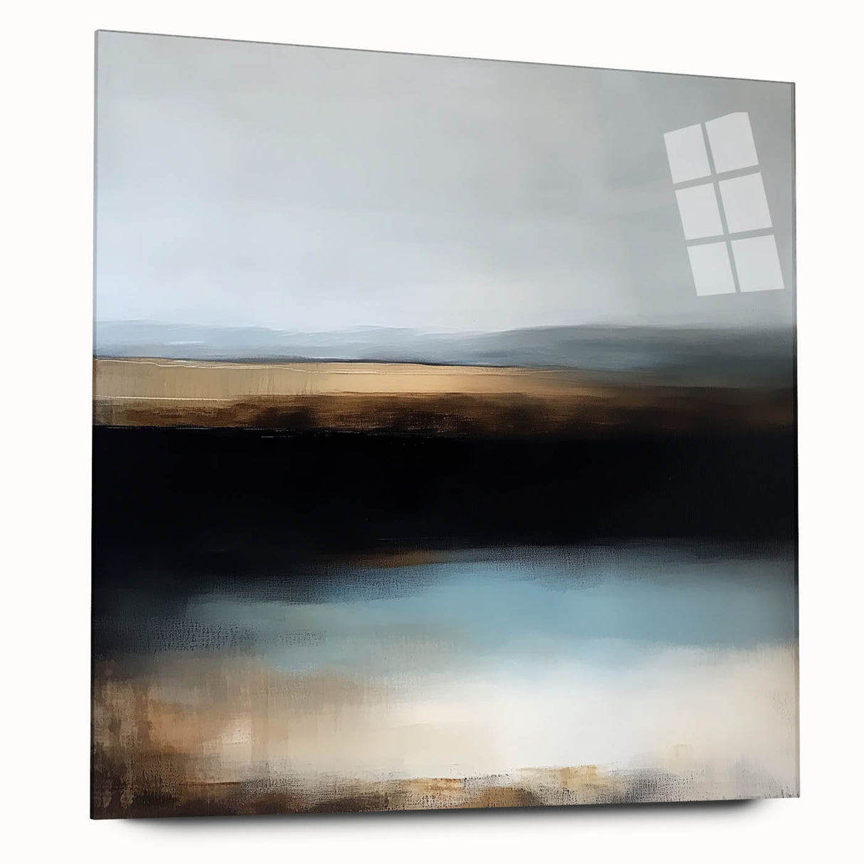 Large Abstract Wall Art – Earthy Horizon in Brown and Blue Tones