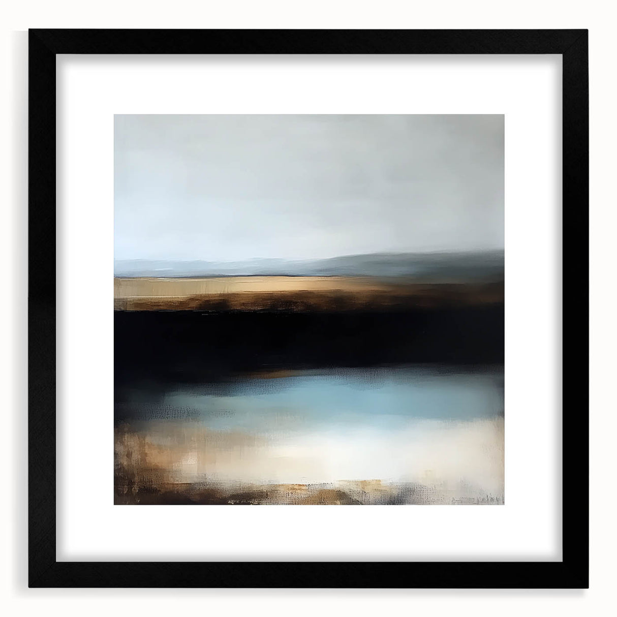 Large Abstract Wall Art – Earthy Horizon in Brown and Blue Tones
