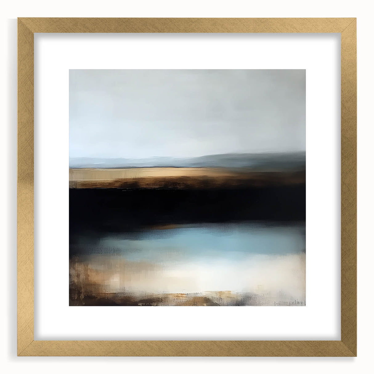 Large Abstract Wall Art – Earthy Horizon in Brown and Blue Tones