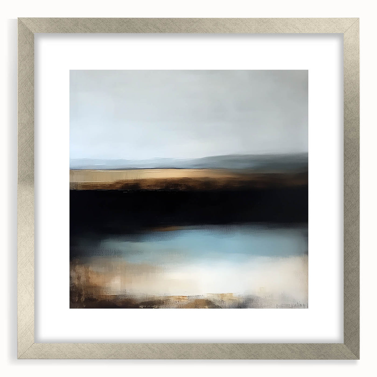 Large Abstract Wall Art – Earthy Horizon in Brown and Blue Tones