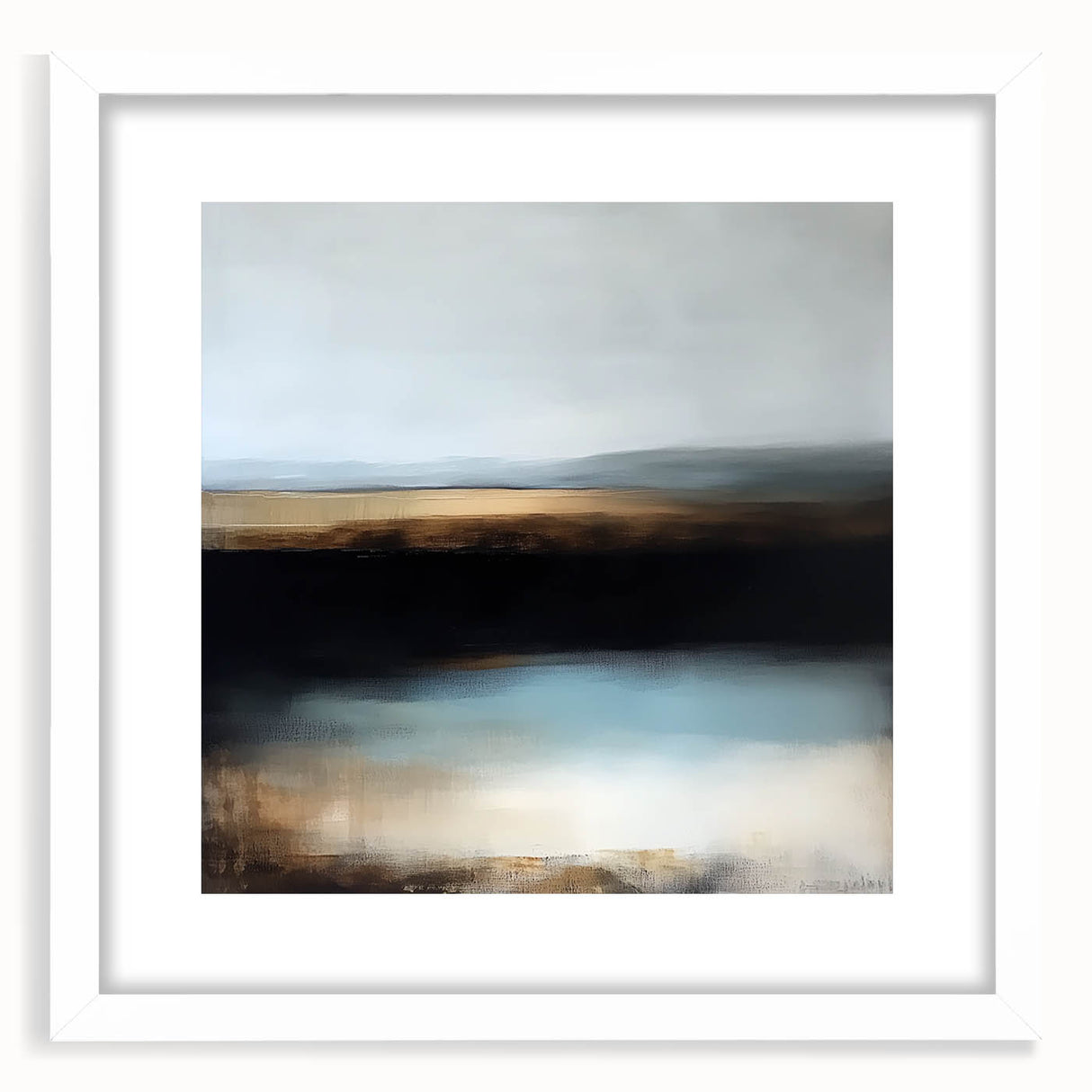 Large Abstract Wall Art – Earthy Horizon in Brown and Blue Tones