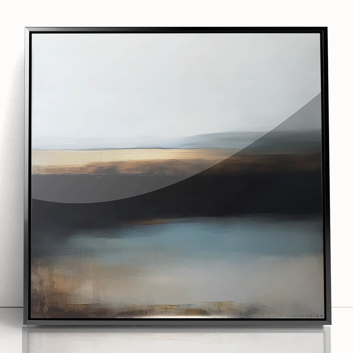 Large Abstract Wall Art – Earthy Horizon in Brown and Blue Tones