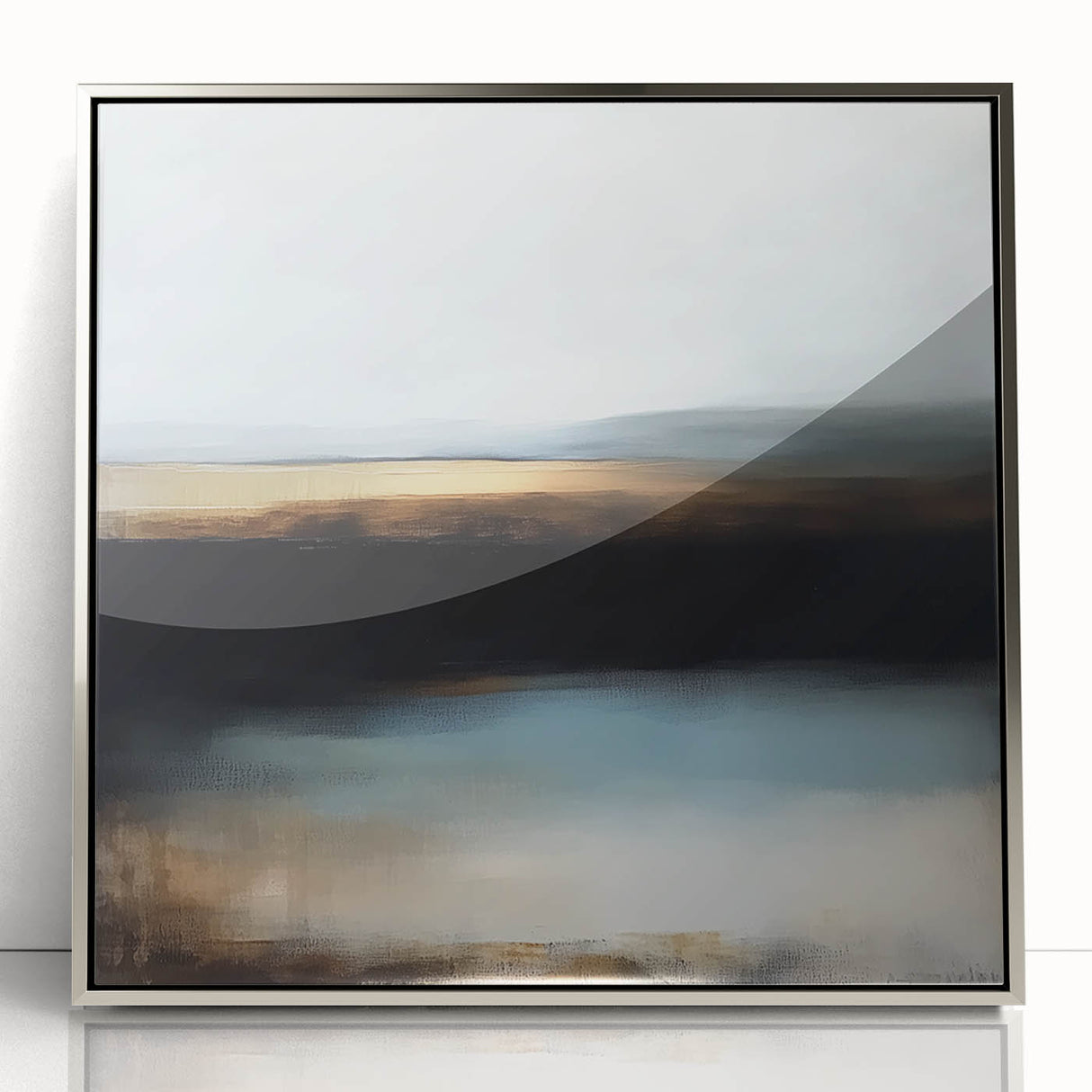 Large Abstract Wall Art – Earthy Horizon in Brown and Blue Tones