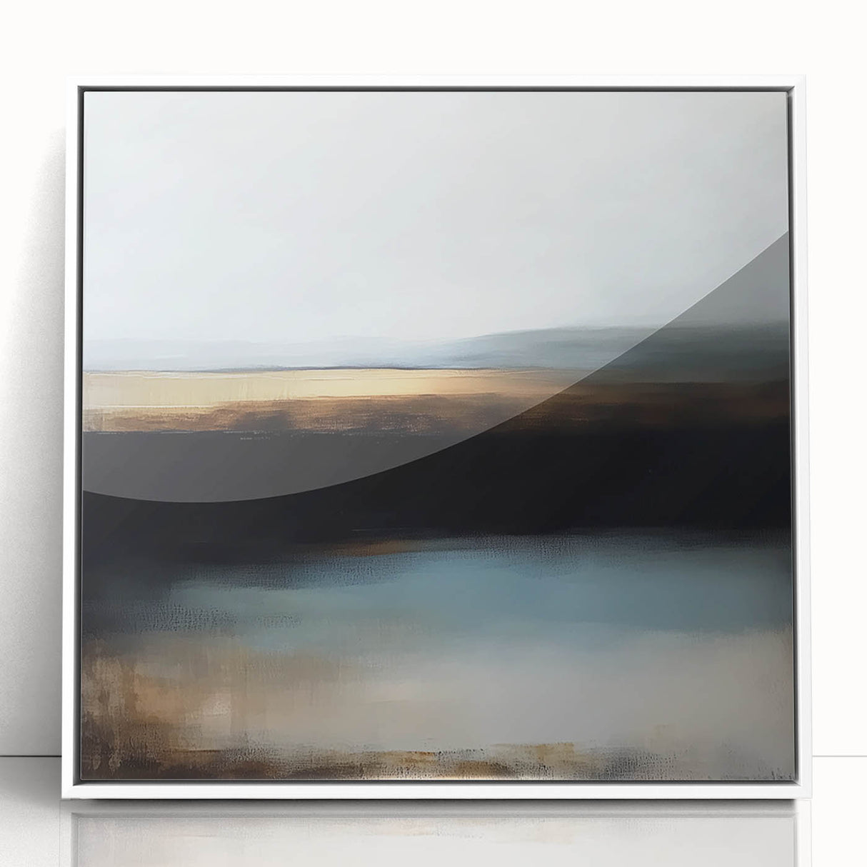 Large Abstract Wall Art – Earthy Horizon in Brown and Blue Tones
