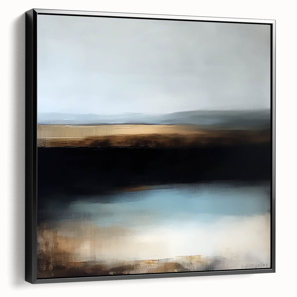 Large Abstract Wall Art – Earthy Horizon in Brown and Blue Tones