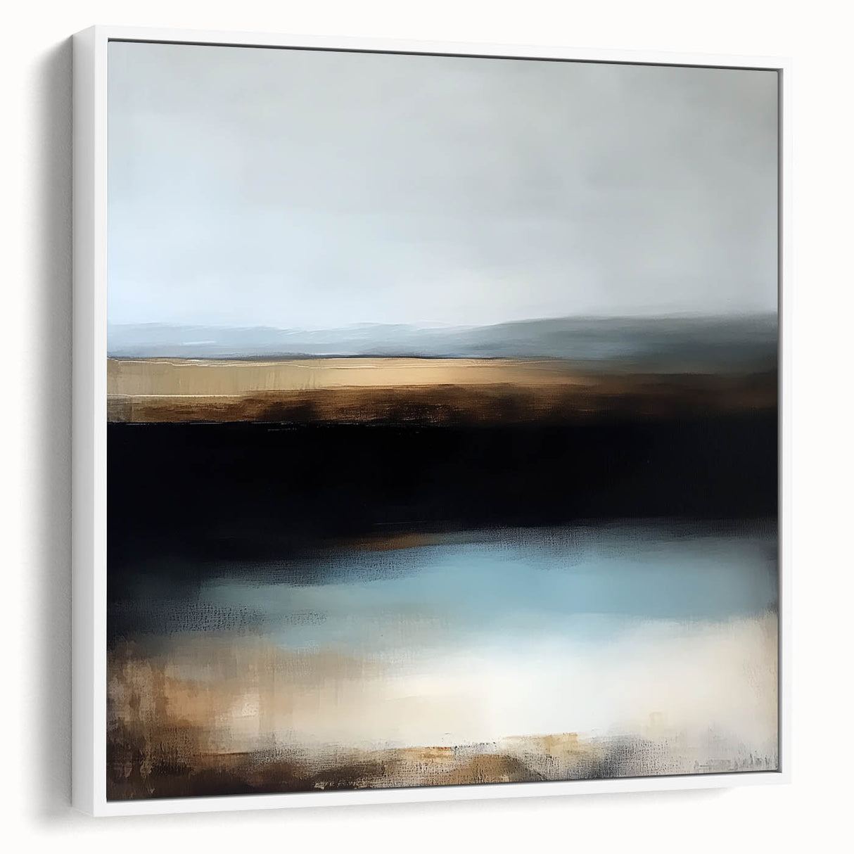 Large Abstract Wall Art – Earthy Horizon in Brown and Blue Tones