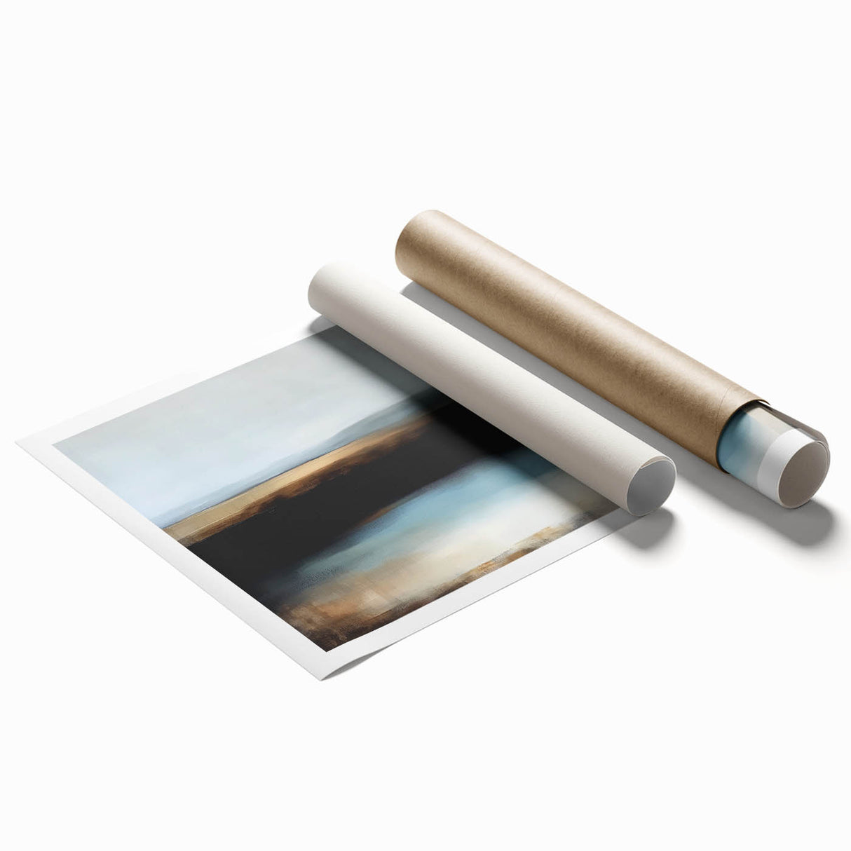 Large Abstract Wall Art – Earthy Horizon in Brown and Blue Tones