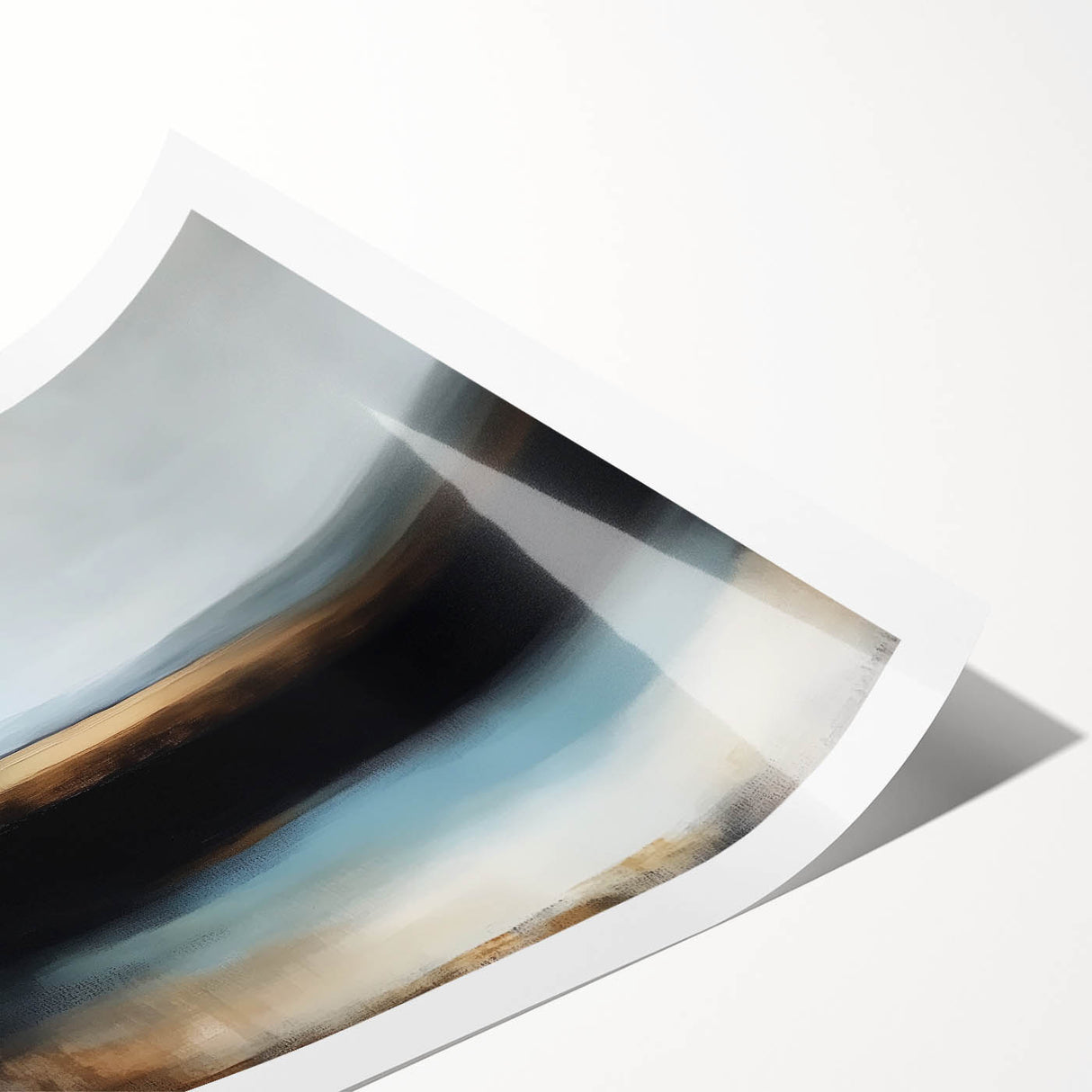 Large Abstract Wall Art – Earthy Horizon in Brown and Blue Tones
