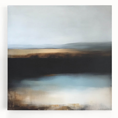 Large Abstract Wall Art – Earthy Horizon in Brown and Blue Tones