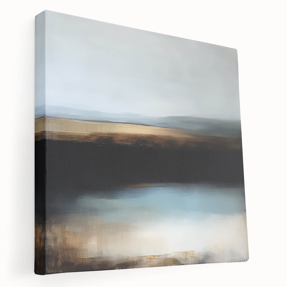 Large Abstract Wall Art – Earthy Horizon in Brown and Blue Tones