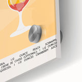 Large abstract wall art with mid-century modernist style in vibrant colors on acrylic glass, ideal for dining room decor.