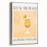 Landscape art painting of colorful vintage poster art on a black framed canvas, ideal for dining room decor.