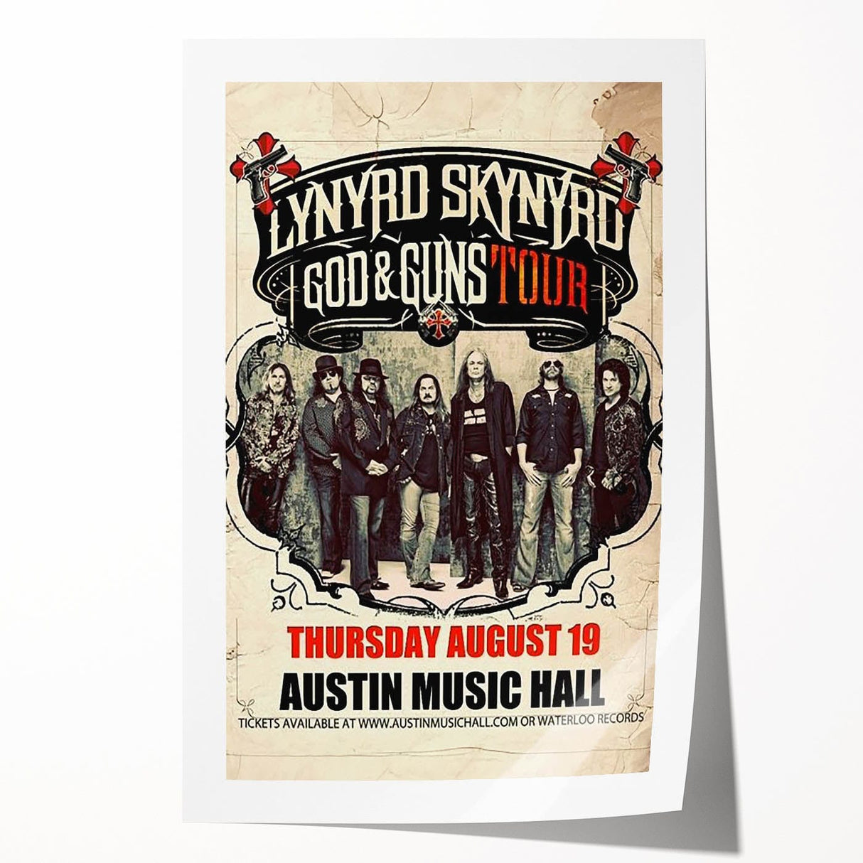 Lynyrd Skynyrd God & Guns Tour Poster – Retro Rock Wall Art