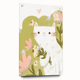 Floral Cat Girls Room Wall Art – Nursery & Kids Room Art Print