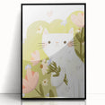 Floral Cat Girls Room Wall Art – Nursery & Kids Room Art Print