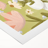 Floral Cat Girls Room Wall Art – Nursery & Kids Room Art Print