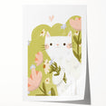 Floral Cat Girls Room Wall Art – Nursery & Kids Room Art Print