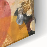 Large abstract wall art depicting autumnal trees in warm orange and red tones on acrylic glass.