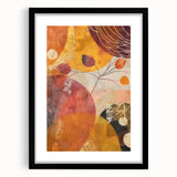 Extra large abstract art print featuring vibrant autumnal hues on a textured canvas.