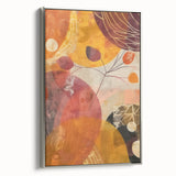 Framed canvas depicting a fall landscape with colorful foliage, designed in a vintage poster style.