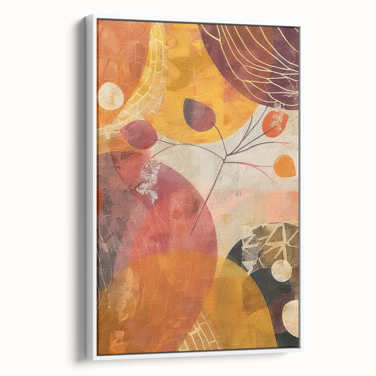 Framed vintage poster art of a colorful autumn scene on canvas, ideal for extra large living room wall.