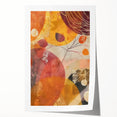 Rolled print of a floral art depicting autumn leaves in muted orange and brown tones, suitable as art wall for dining room.