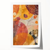Rolled print of a floral art depicting autumn leaves in muted orange and brown tones, suitable as art wall for dining room.