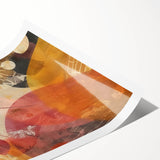 Extra large wall art featuring line art flowers in muted autumnal colors on a rolled canvas.